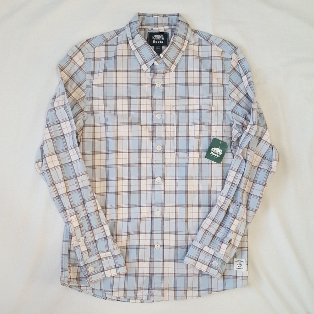 NWT ROOTS | Kenora Shirt Plaid Top | Sz. Men's XS